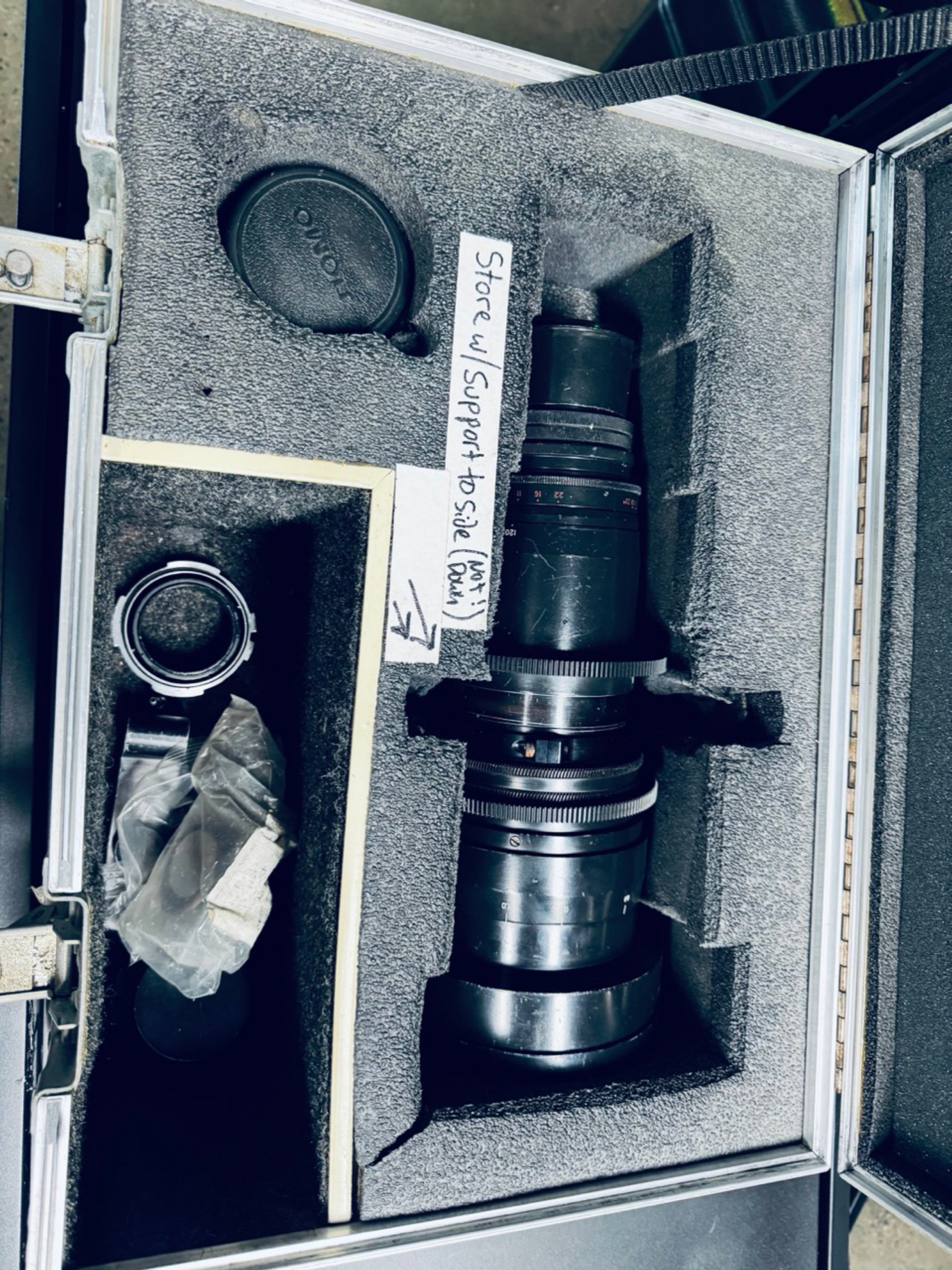 Lomo 20-120 with rear anamorphic adaptor with stainless steel PL mounts and parfocal